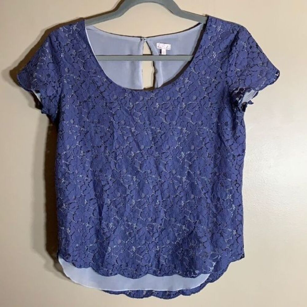 Talula Aritzia Blue Floral Pattern Lace Top